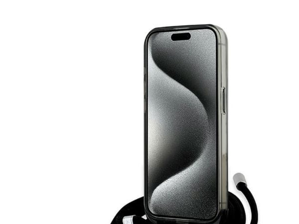 Karl Lagerfeld IML axelremsväska med monogram Karl & Choupette Head MagSafe-skal för iPhone 15 Pro - Svart