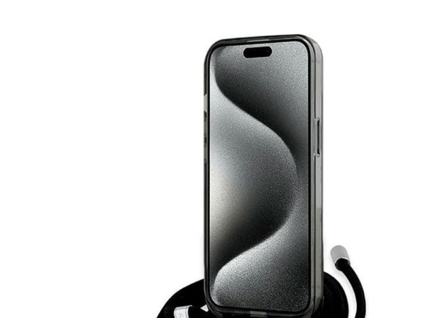 Apple iPhone 13/14/15 Karl Lagerfeld Hardcase IML Crossbody Monogram Karl & Choupette Head MagSafe (KLHMP15SHCKCKLCK) telefonveske svart