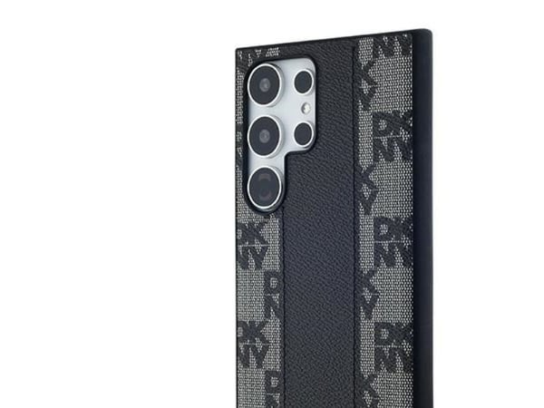 DKNY läder rutigt mono-mönster MagSafe-skal till Samsung Galaxy S24 Ultra (svart)