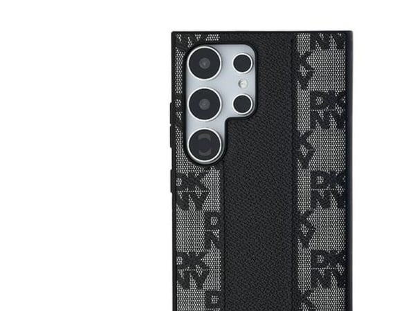 DKNY läder rutigt mono-mönster MagSafe-skal till Samsung Galaxy S24 Ultra (svart)