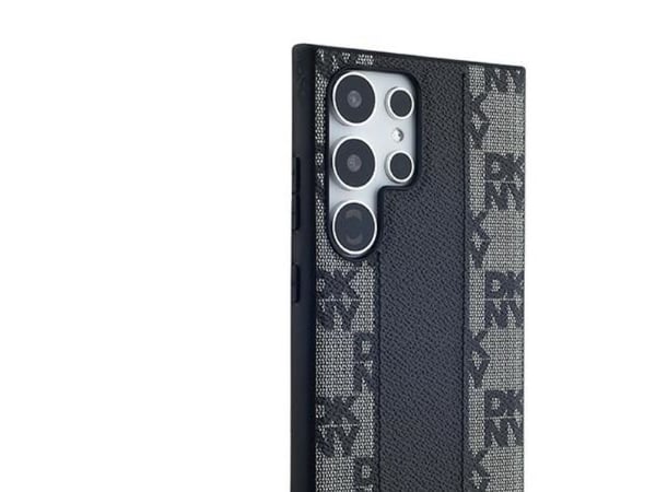 DKNY läder rutigt mono-mönster MagSafe-skal till Samsung Galaxy S24 Ultra (svart)