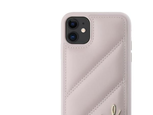 Hurtel Karl Lagerfeld diagonalt vattert skript-deksel til iPhone 11 / Xr - Rosa
