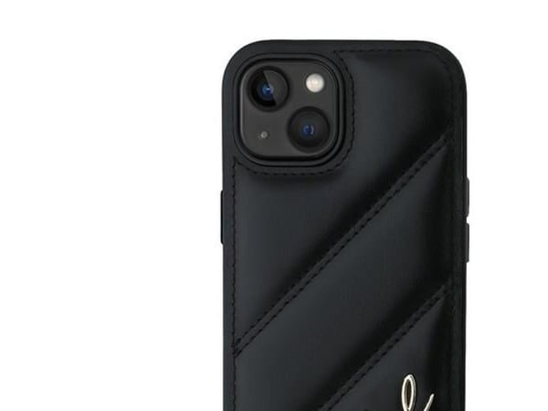 Karl Lagerfeld Diagonal Quilted Script etui til iPhone 14 / 15 / 13 - svart