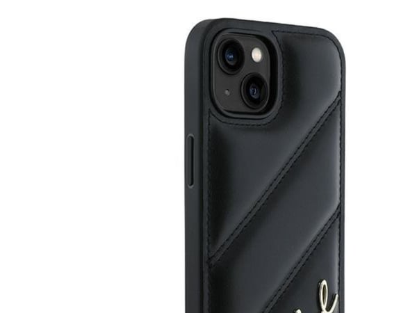 Karl Lagerfeld Diagonal Quilted Script etui til iPhone 14 / 15 / 13 - svart