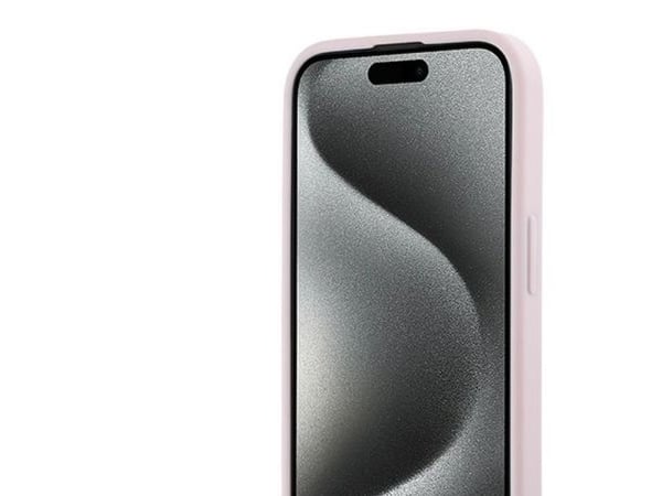 Hurtel Karl Lagerfeld diagonalt quiltet script-deksel til iPhone 15/14/13 - Rosa