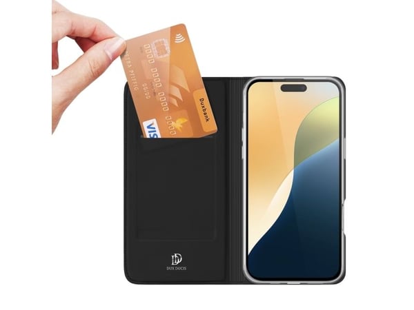 Dux Ducis Skin Pro-deksel til iPhone 16 Plus med klaff og kortspor - sorter