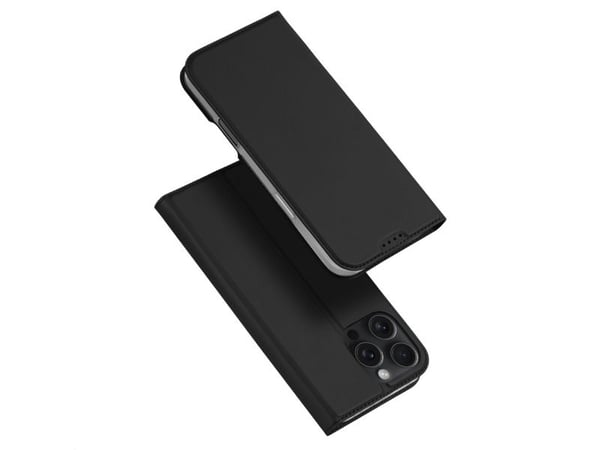 Dux Ducis Skin Pro-deksel til iPhone 16 Pro med flip og kortholder - svart