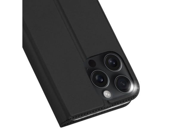 Dux Ducis Skin Pro-deksel til iPhone 16 Pro med flip og kortholder - svart