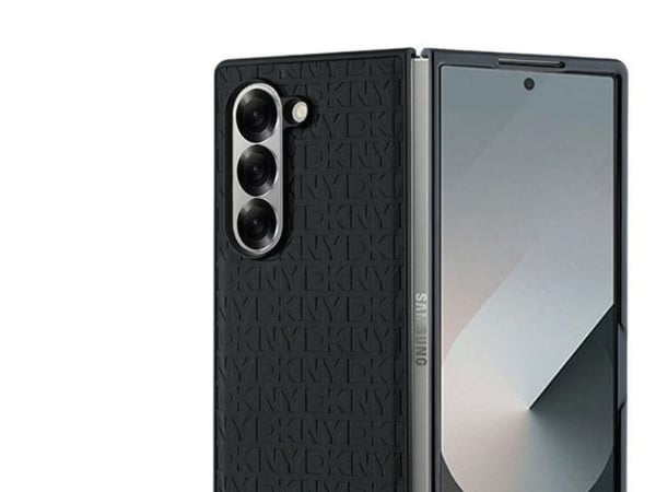 DKNY PU Nahka Repeat Pattern Stack Logo MagSafe Samsung Galaxy Z Fold6 dėklas telefonui juodos spalvos
