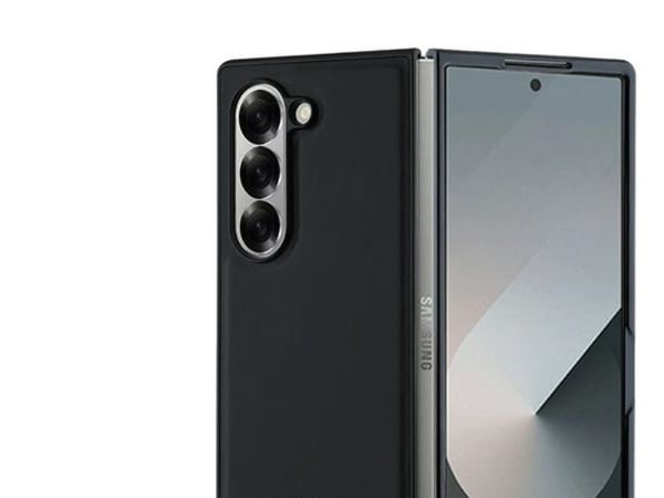 DKNY PU-lær stack logo MagSafe mobildeksel til Samsung Galaxy Z Fold 6, svart