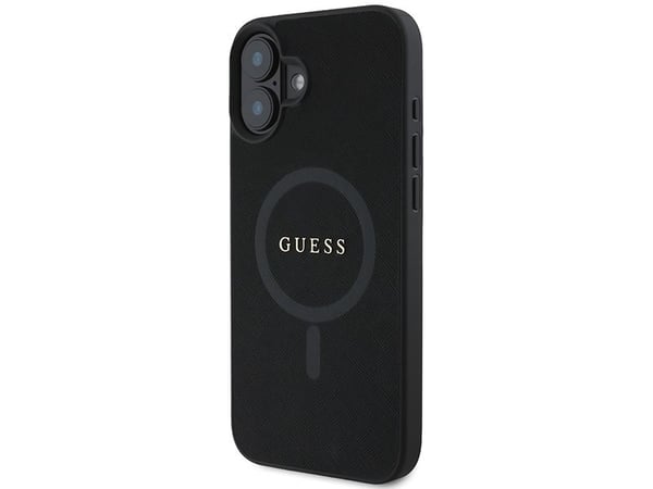 Guess Saffiano Classic Logo MagSafe iPhone 16 Plus deksel - svart