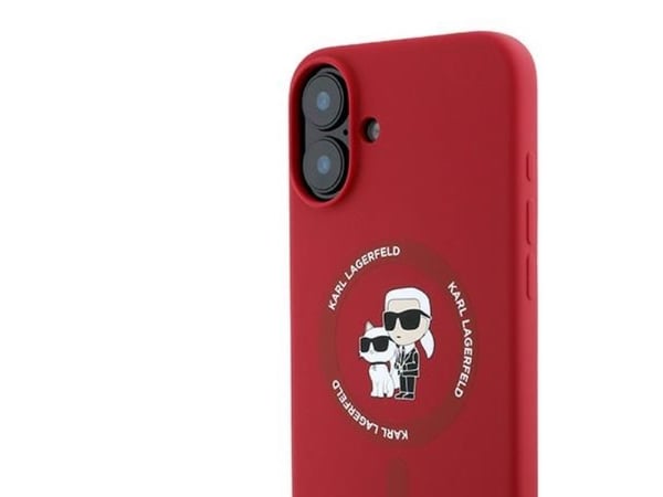 Karl Lagerfeld silikon Karl&Choupette Heads Ring MagSafe-skal för iPhone 16 Plus - röd