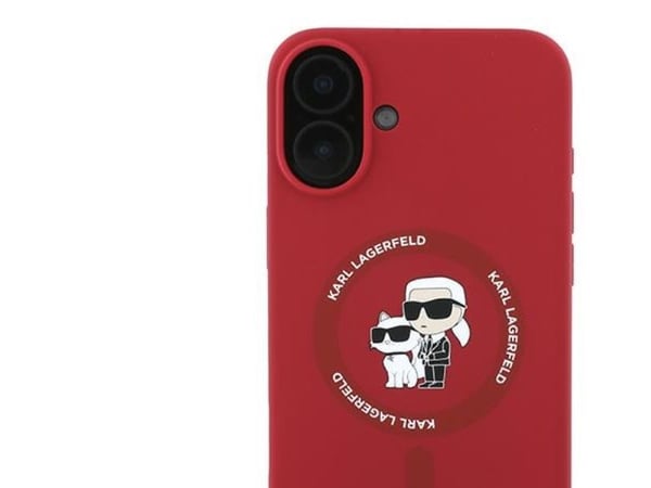 Karl Lagerfeld silikon Karl&Choupette Heads Ring MagSafe-skal för iPhone 16 Plus - röd