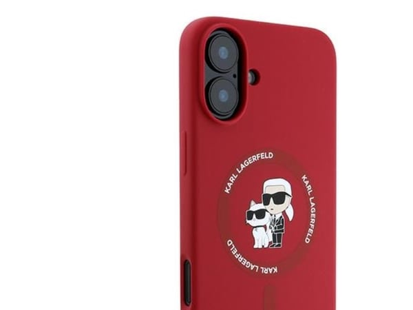 Karl Lagerfeld silikon Karl&Choupette Heads Ring MagSafe-skal för iPhone 16 Plus - röd