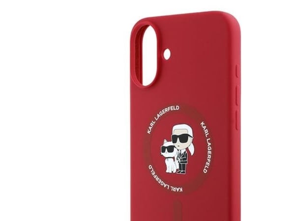 Karl Lagerfeld silikon Karl&Choupette Heads Ring MagSafe-skal för iPhone 16 Plus - röd