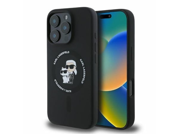 Karl Lagerfeld cap for iPhone 16 Pro Max 6,9" KLHMP16XSCMKCRHK svart hardcase Silikon KC Heads Ring MagSafe