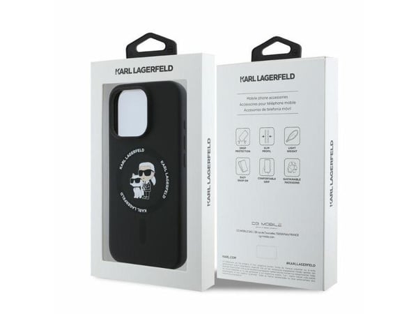 Karl Lagerfeld cap for iPhone 16 Pro Max 6,9" KLHMP16XSCMKCRHK svart hardcase Silikon KC Heads Ring MagSafe