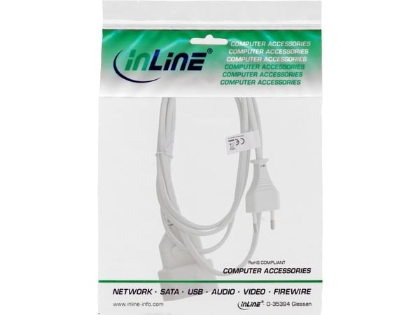 InLine® Euro-jatkojohto, europistoke eurokytkimeen, valkoinen, 1 m