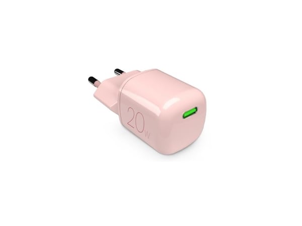 PURO MiniPro seinälaturi GaN - Virtalaturi 1 x USB-C 20W PD (vaaleanpunainen)