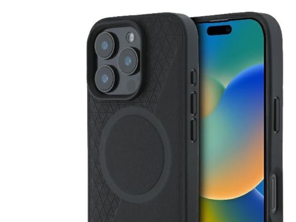 BMW Signature lær halvstruktur & sirkel MagSafe-etu for iPhone 16 Pro - svart