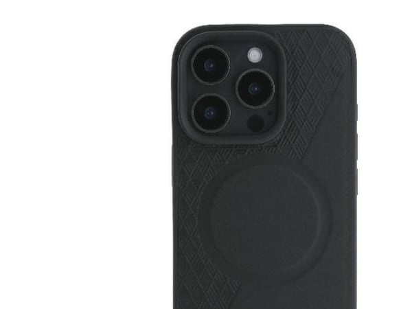 BMW Signature lær halvstruktur & sirkel MagSafe-etu for iPhone 16 Pro - svart