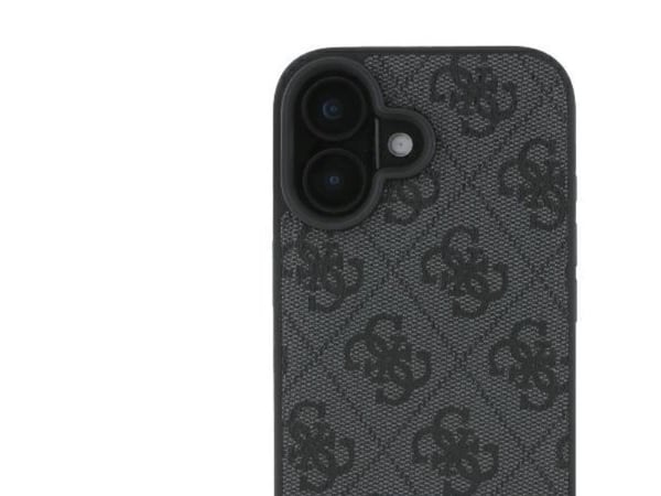 Guess läder metall logotyp strass crossbody-skal för iPhone 16 - svart
