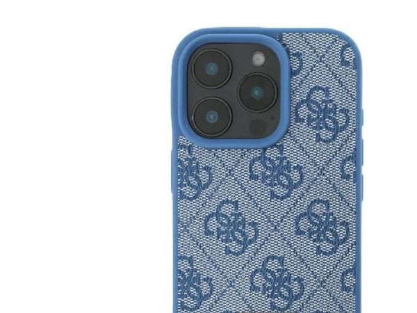 Guess läder metal-logga strass crossbody-skal till iPhone 16 Pro Max - Blå