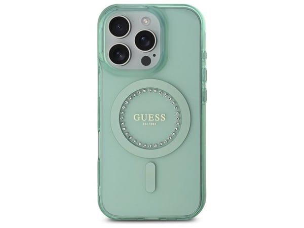 Guess IML strass MagSafe-skal till iPhone 16 Pro - grön