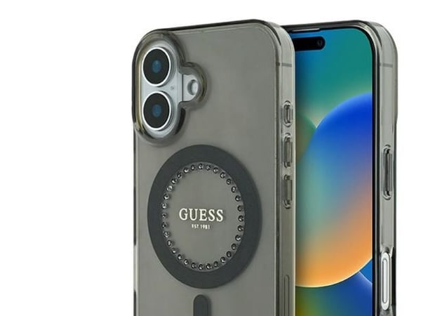 Guess Guess GUHMP16SPFTDTEK iPhone 16 6.1" czarny/black hardcase IML Rhinestones MagSafe