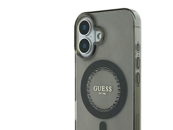 Guess Guess GUHMP16SPFTDTEK iPhone 16 6.1" czarny/black hardcase IML Rhinestones MagSafe