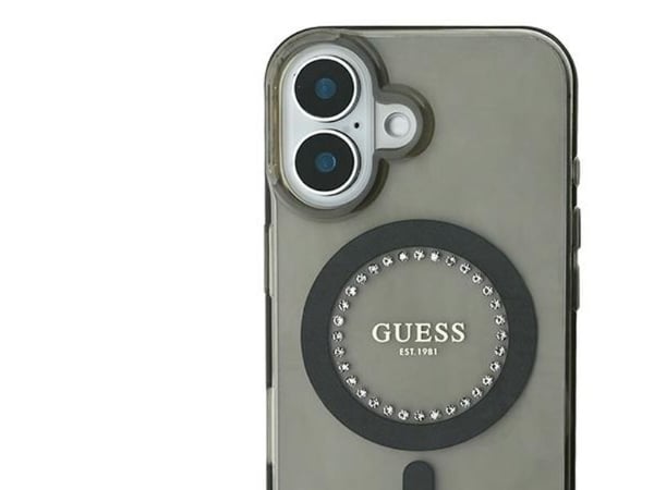 Guess Guess GUHMP16SPFTDTEK iPhone 16 6.1" czarny/black hardcase IML Rhinestones MagSafe