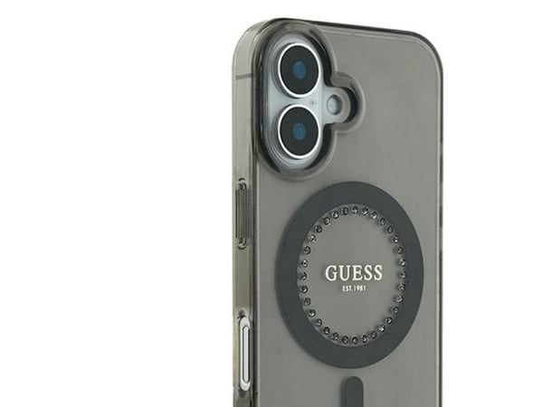Guess Guess GUHMP16SPFTDTEK iPhone 16 6.1" czarny/black hardcase IML Rhinestones MagSafe