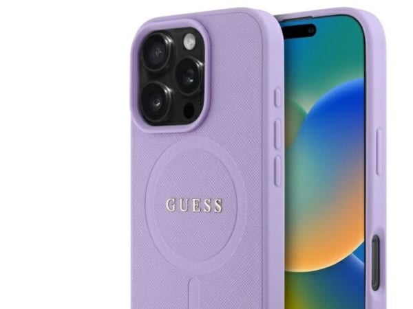 Guess Saffiano-päällyste iPhone 16 Pro Max 6.9" -puhelimelle GUHMP16XPSAHMCU violetti MagSafe -malli