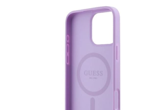 Guess Saffiano Peony Classic Logo-overlegg for iPhone 16 Pro Max 6,9" GUHMP16XPSAPSMEU lilla MagSafe