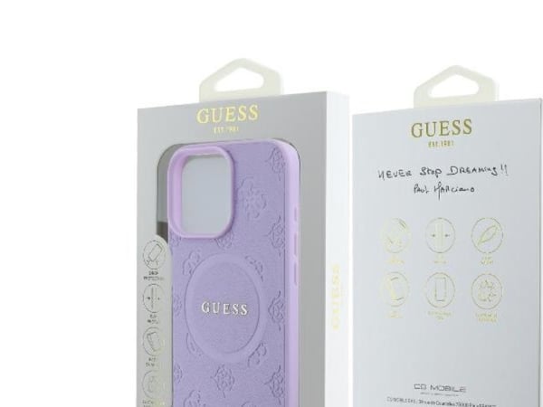 Guess Saffiano Peony Classic Logo-overlegg for iPhone 16 Pro Max 6,9" GUHMP16XPSAPSMEU lilla MagSafe