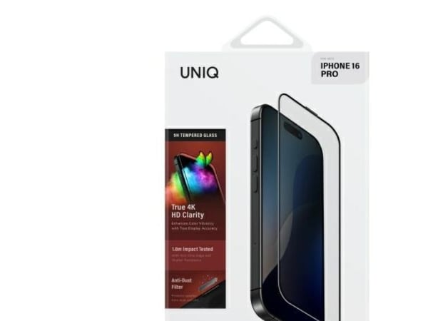 Uniq UNIQ Optix Vivid herdet glasskjerm til iPhone 16 Pro 6.3" klar med applikator