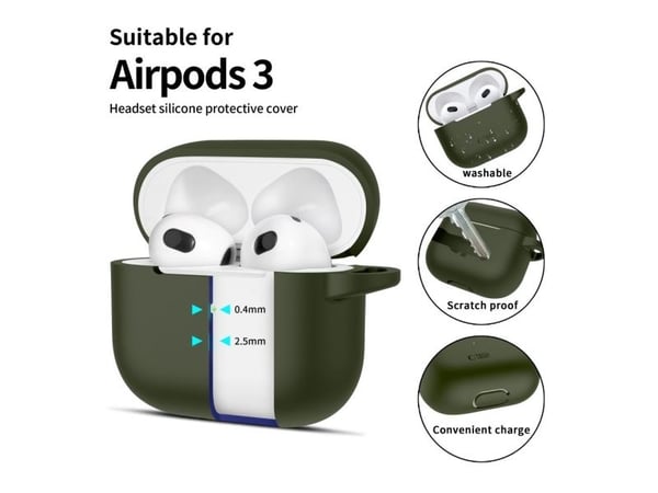 Tech-Protect TECH-PROTECT SILICONE HOOK APPLE AIRPODS 3 OLIVE GREEN