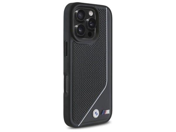 BMW M perforert vridd linje MagSafe-telefondeksel til iPhone 16 Pro - svart