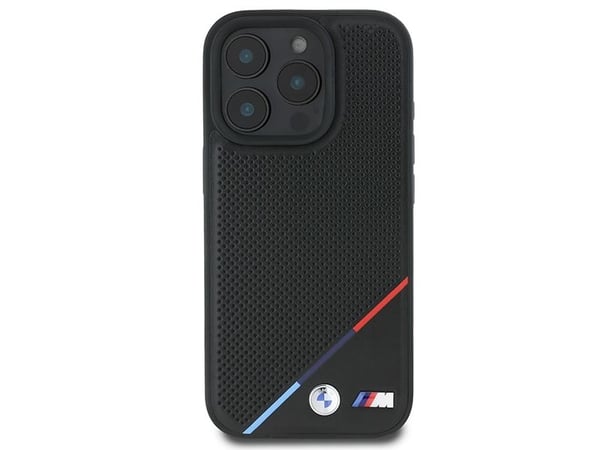 BMW M perforerad tricolor line MagSafe-skal till iPhone 16 Pro - svart