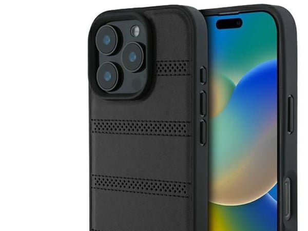 BMW M perforerad och sömmad linje MagSafe-fodral för iPhone 16 Pro - svart