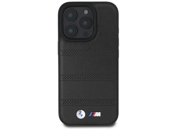 BMW M perforerad och sömmad linje MagSafe-fodral för iPhone 16 Pro - svart