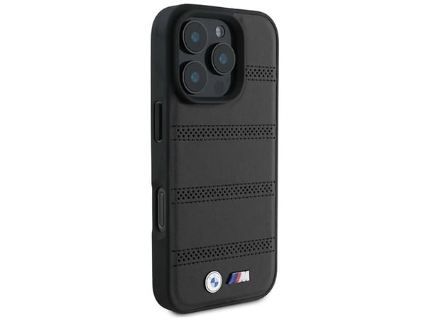 BMW M perforerad och sömmad linje MagSafe-fodral för iPhone 16 Pro - svart