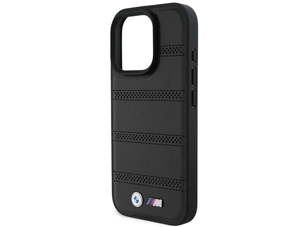 BMW M perforerad och sömmad linje MagSafe-fodral för iPhone 16 Pro - svart