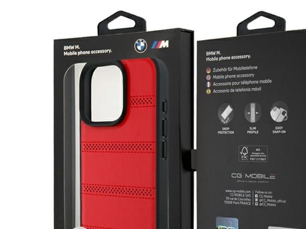 BMW BMW BMHMP16L23PUSPR iPhone 16 Pro 6.3" czerwony/red hardcase M Perforated And Stitched Line MagSafe
