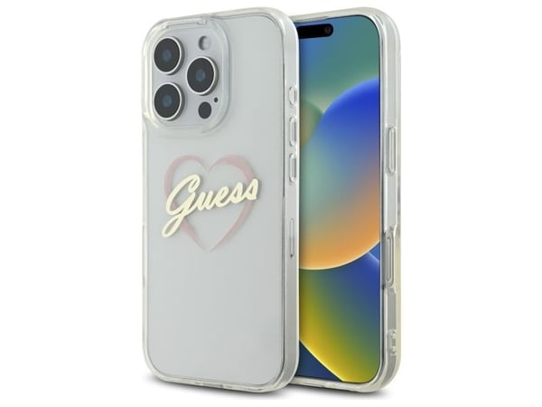 Guess IML Heart- etui til iPhone 16 Pro - Transparent