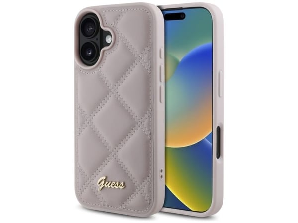 Guess tikattu metalli logo Apple iPhone 16 - puhelimen kotelo vaaleanpunainen