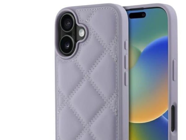 Guess quiltet metalllogo-deksel til iPhone 16 - lys lilla