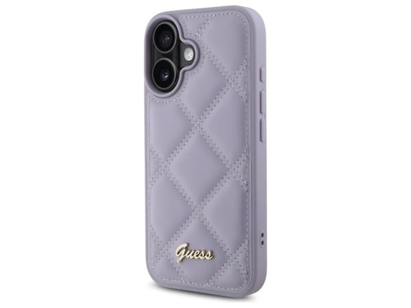 Guess quiltet metalllogo-deksel til iPhone 16 - lys lilla