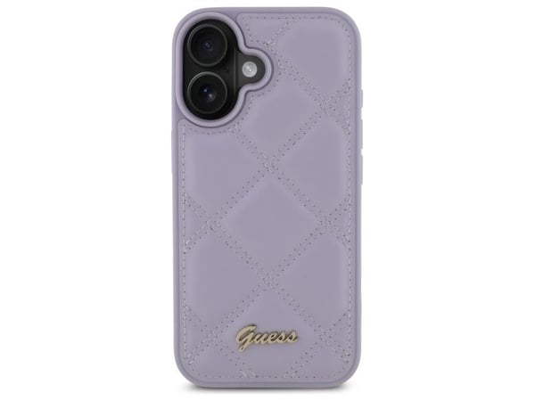 Guess quiltet metalllogo-deksel til iPhone 16 - lys lilla