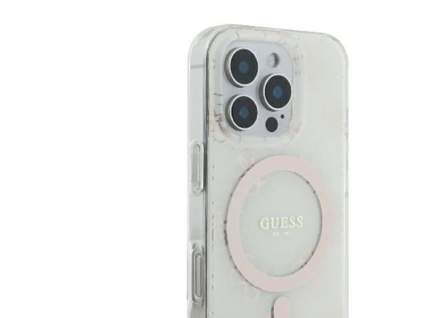 Apple iPhone 16 Pro Guess IML 4G Bakgrund MagSafe (GUHMP16LH4DTEH) dėklas telefonui baltos spalvos